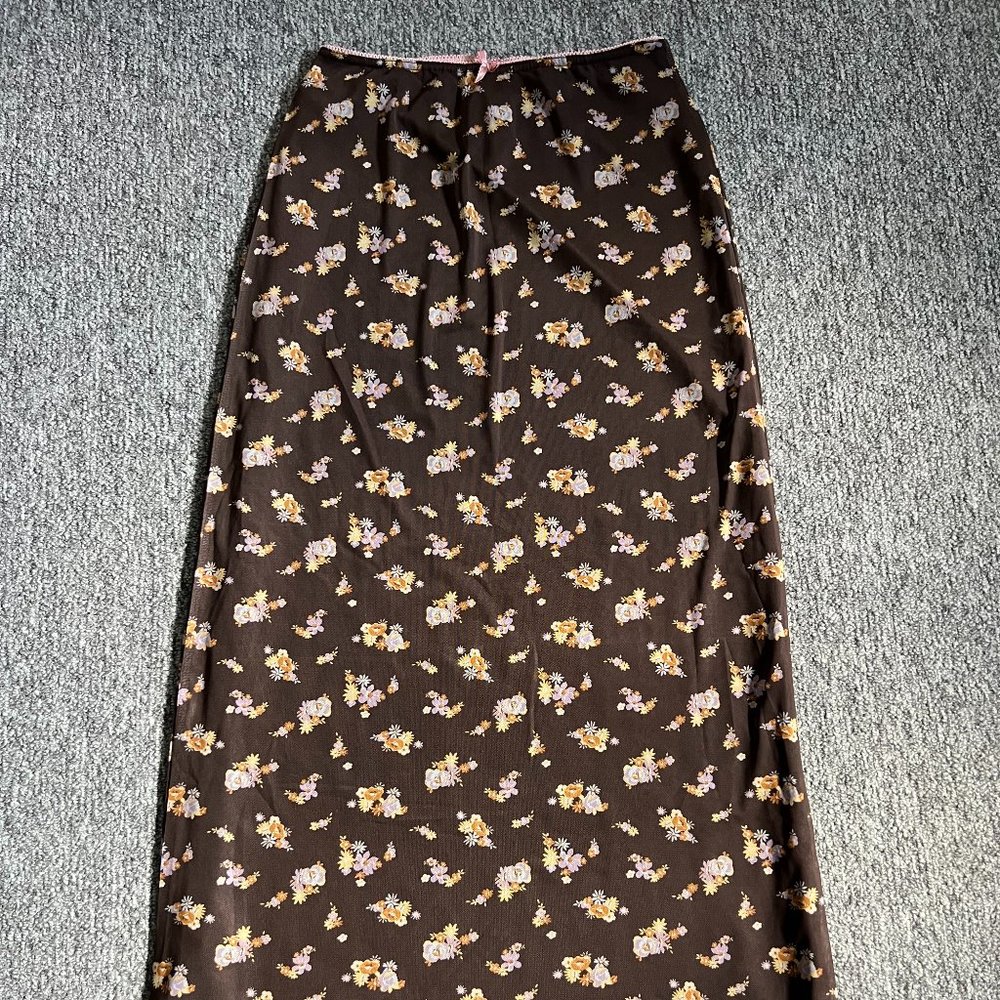 UO maxi skirt, size small, brown floral